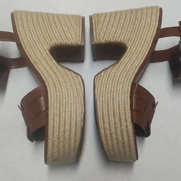 Marc Fisher corksole summer leather platform Y2K sandals high heel wedge espadri - Picture 9 of 9